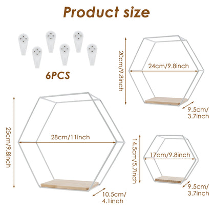 HomeFyZy HexaShelf™ - Hexagon Shape Floating Shelves for Living Room Bedroom Handicraft Display