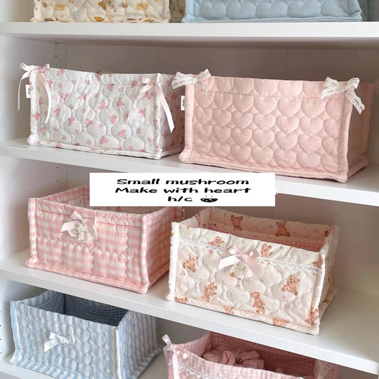 HomeFyZy LaceBin™ - Square Storage Basket Lace Flower Desktop Organizer Cute Storage Frame Home Decorat
