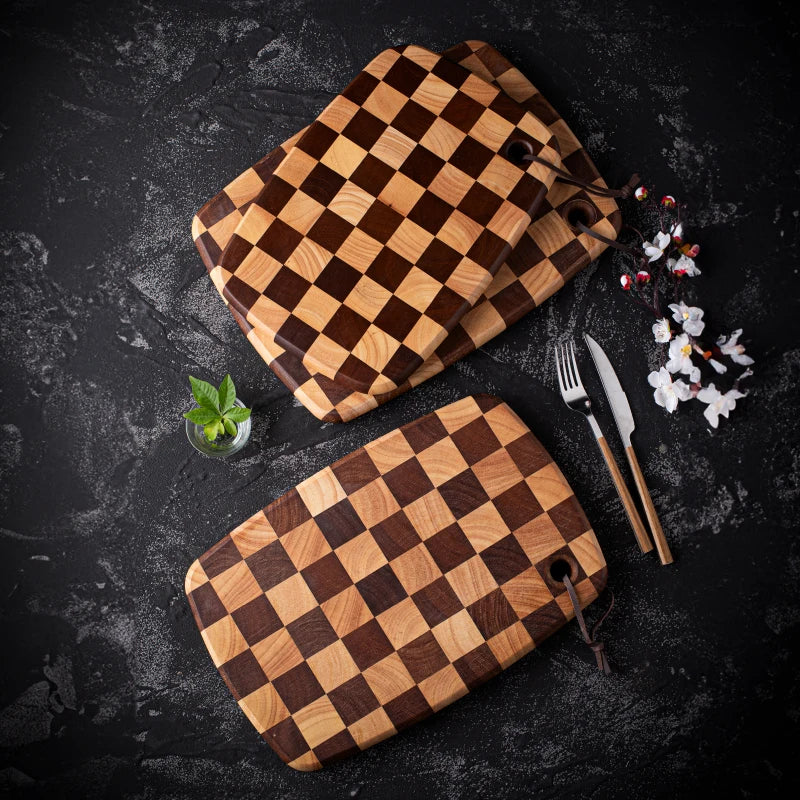 HomeFyZy BoardCraft™ Checkerboard Cutting Board - Stylish Butcher Block