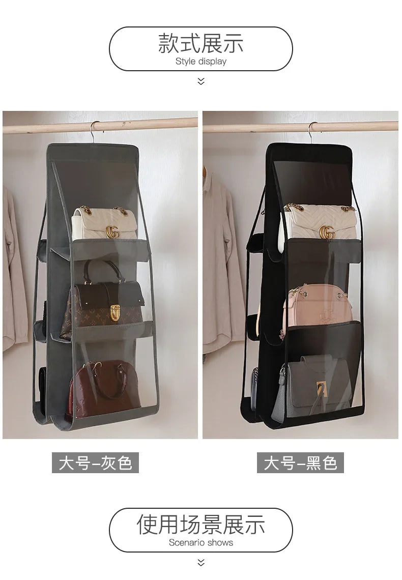 HomeFyZy BagGuard™ – Hanging 8-Pocket Handbag & Purse Organizer