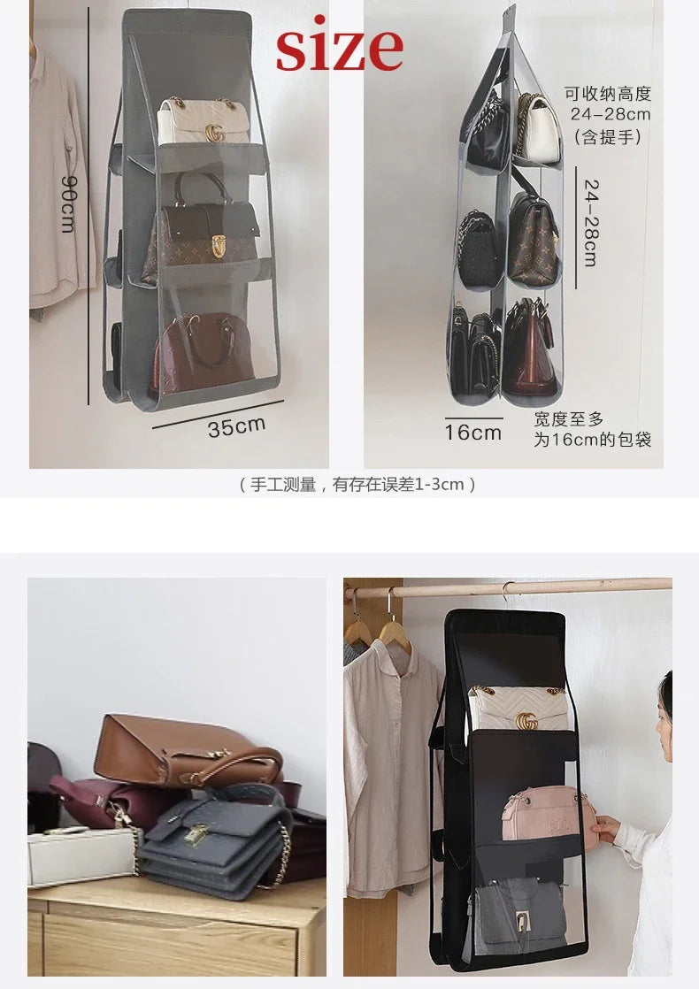 HomeFyZy BagGuard™ – Hanging 8-Pocket Handbag & Purse Organizer