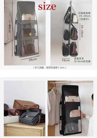 HomeFyZy BagGuard™ – Hanging 8-Pocket Handbag & Purse Organizer