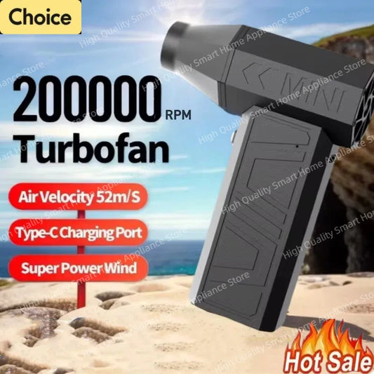 HomeFyZy AirBlitz™ 200000RPM Powerful Air Violent Fan Portable Dust Cleaner Type C Charging Strong Wind 52m/s Brushless Turbo Jet Blower 2025