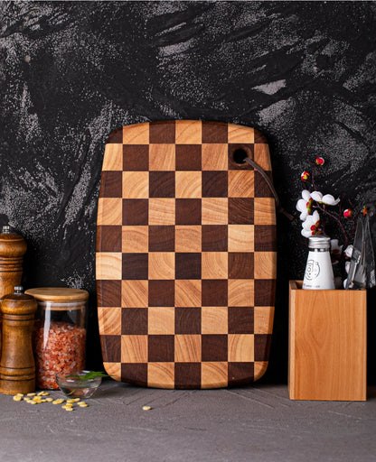 HomeFyZy BoardCraft™ Checkerboard Cutting Board - Stylish Butcher Block