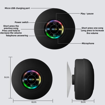 HomeFyZy AquaBeat Shower Speaker™-  Mini Bluetooth Speaker RGB Light with Suction Cup Mic