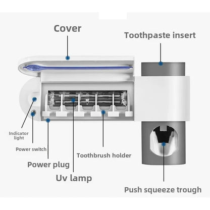 HomeFyZy UVSmart Brush Station™- Toothbrush Holder Wall Mounted Solar UV Light Sterilizer