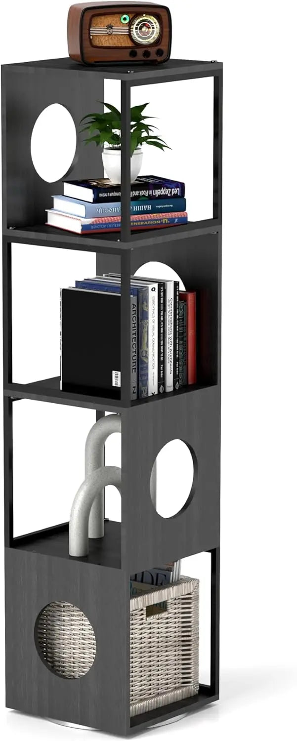 HomeFyZy SpinShelf™- 4-Tier 360° Spinning Bookcase, Corner Shelf Organizer, Storage Rack