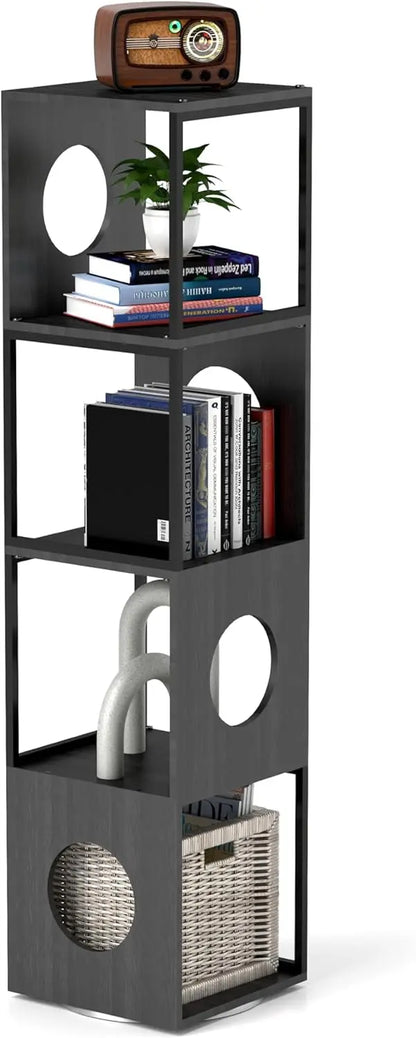 HomeFyZy SpinShelf™- 4-Tier 360° Spinning Bookcase, Corner Shelf Organizer, Storage Rack