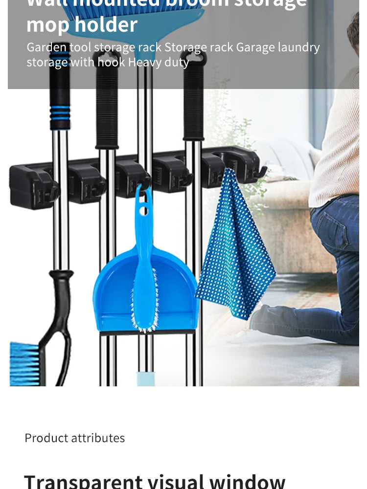 HomeFyZy GripRack™ – Wall-Mounted Mop & Broom Organizer