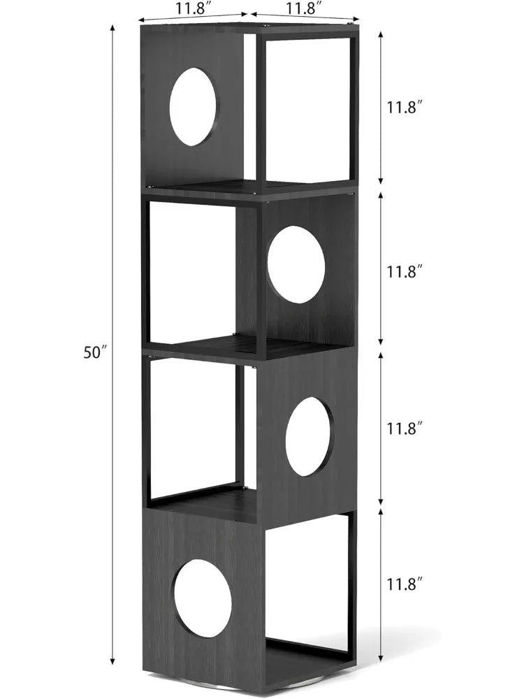 HomeFyZy SpinShelf™- 4-Tier 360° Spinning Bookcase, Corner Shelf Organizer, Storage Rack
