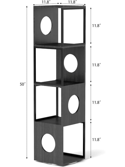HomeFyZy SpinShelf™- 4-Tier 360° Spinning Bookcase, Corner Shelf Organizer, Storage Rack