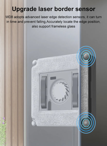 HomeFyZy GlassBot™ - Dual Water Spray, Smart Memory ,High Vacuum Suction, Laser Sensor, Home Wall Glass Cleaning Robot