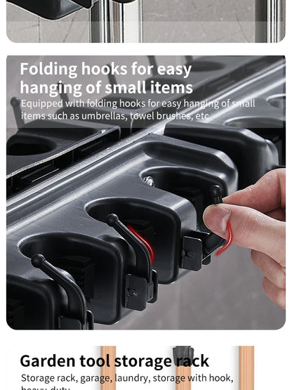 HomeFyZy GripRack™ – Wall-Mounted Mop & Broom Organizer