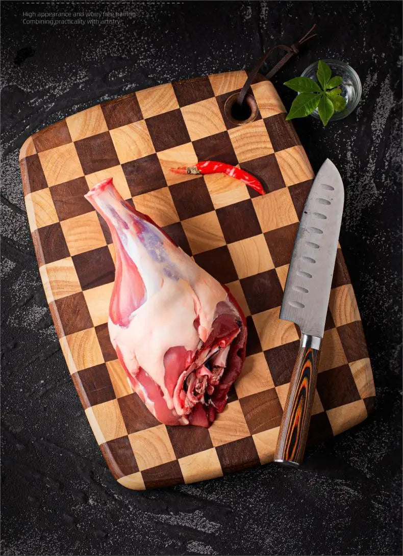 HomeFyZy BoardCraft™ Checkerboard Cutting Board - Stylish Butcher Block