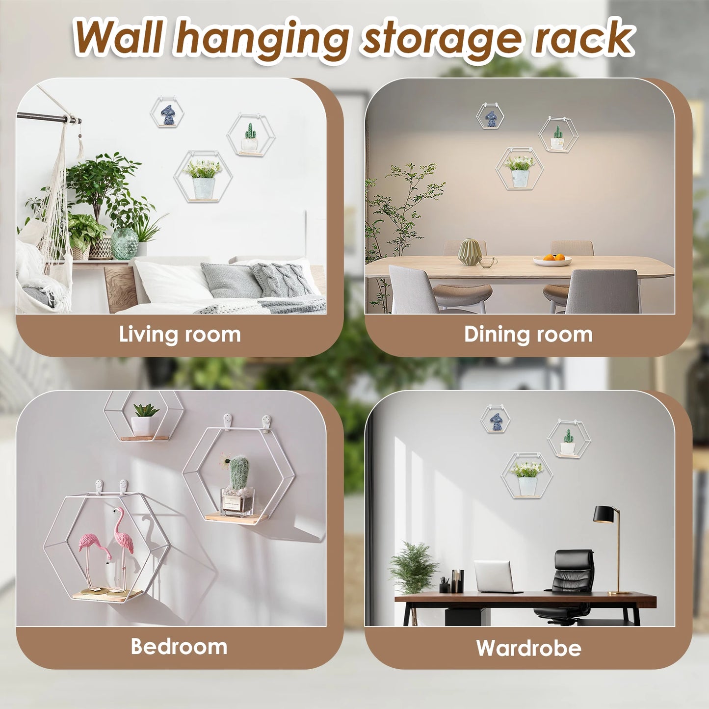 HomeFyZy HexaShelf™ - Hexagon Shape Floating Shelves for Living Room Bedroom Handicraft Display