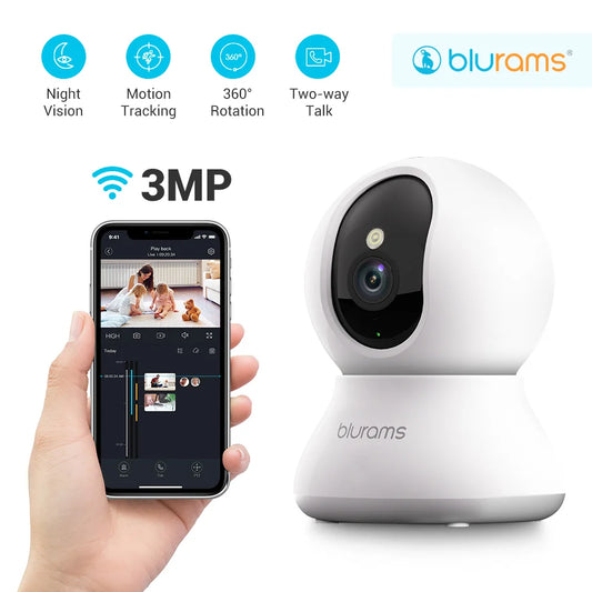 HomeFyZy 360View™ 2.4＆5G WiFi Indoor Camera, 2K, 360° PTZ Pet Dog IP CCTV Camera with Phone App, 2-Way Talk, Night Vision