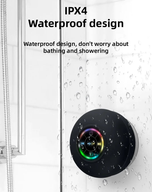 HomeFyZy GlowWave Bluetooth Speaker™ - Portable Waterproof Bluetooth Shower Speaker with Suction Cup and LED Lights 3D