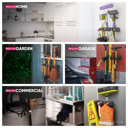 HomeFyZy GripRack™ – Wall-Mounted Mop & Broom Organizer