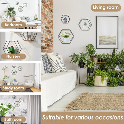 HomeFyZy HexaShelf™ - Hexagon Shape Floating Shelves for Living Room Bedroom Handicraft Display