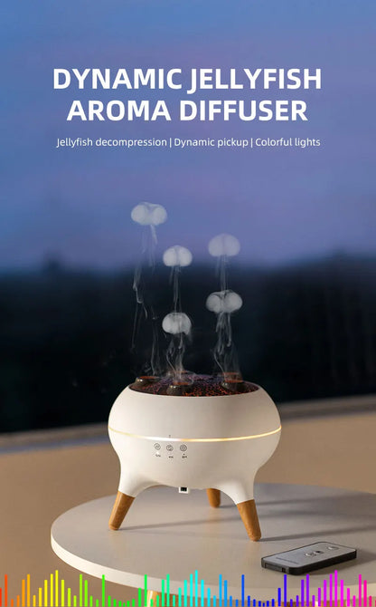 HomeFyZy Dynamic JellyMist™ - Air Humidifier 250ml Essential Oil Diffuser Remote Control with 7 Colorful Night Lights