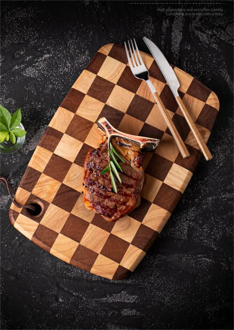 HomeFyZy BoardCraft™ Checkerboard Cutting Board - Stylish Butcher Block