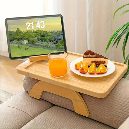 HomeFyZy Bamboo ClipTray™ - Clip On Side Table Couch Arm With Phone Holder