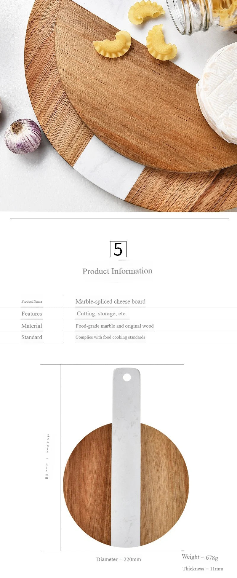 HomeFyZy LuxeBoard™ Chopping Board with Handle - Non-Slip Kitchen Board for Slicing, Dicing & Serving Food