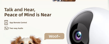 HomeFyZy 360View™ 2.4＆5G WiFi Indoor Camera, 2K, 360° PTZ Pet Dog IP CCTV Camera with Phone App, 2-Way Talk, Night Vision