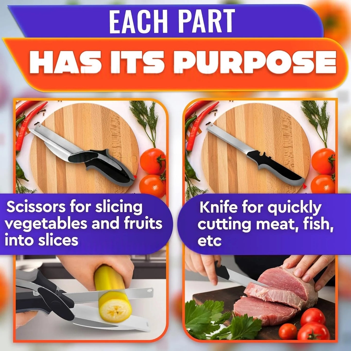 HomeFyZy- 2-in-1 Food Scissors™ - Food Scissors with Cutting Board