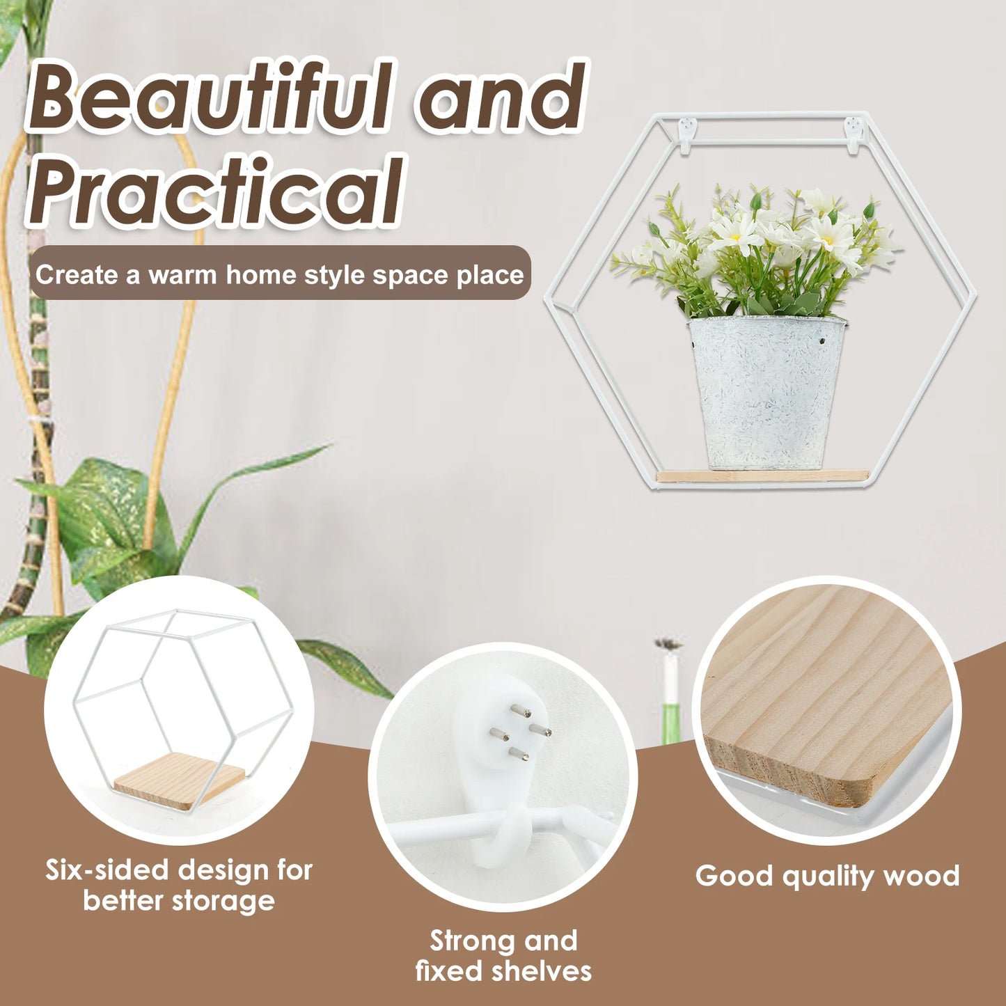 HomeFyZy HexaShelf™ - Hexagon Shape Floating Shelves for Living Room Bedroom Handicraft Display