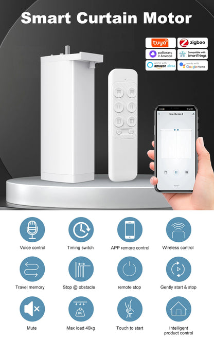 HomeFyzy AutoCurtain Pro™ Smart Zigbee/WiFi Electric Shutter Curtain Motor