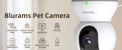 HomeFyZy 360View™ 2.4＆5G WiFi Indoor Camera, 2K, 360° PTZ Pet Dog IP CCTV Camera with Phone App, 2-Way Talk, Night Vision