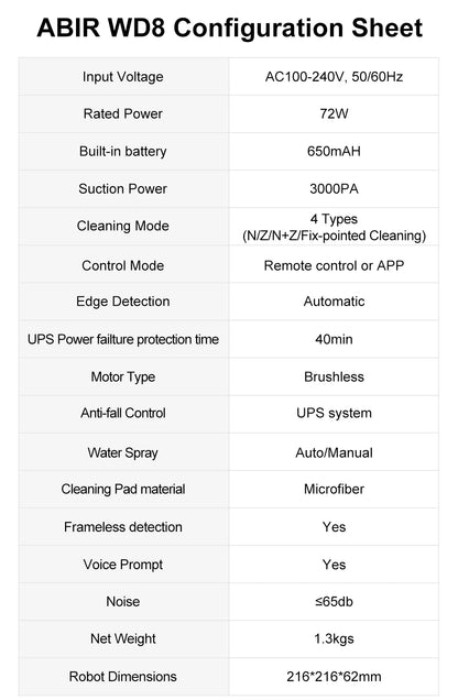 HomeFyZy GlassBot™ - Dual Water Spray, Smart Memory ,High Vacuum Suction, Laser Sensor, Home Wall Glass Cleaning Robot