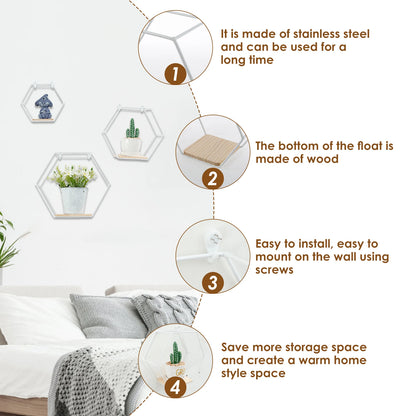 HomeFyZy HexaShelf™ - Hexagon Shape Floating Shelves for Living Room Bedroom Handicraft Display