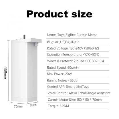 HomeFyzy AutoCurtain Pro™ Smart Zigbee/WiFi Electric Shutter Curtain Motor