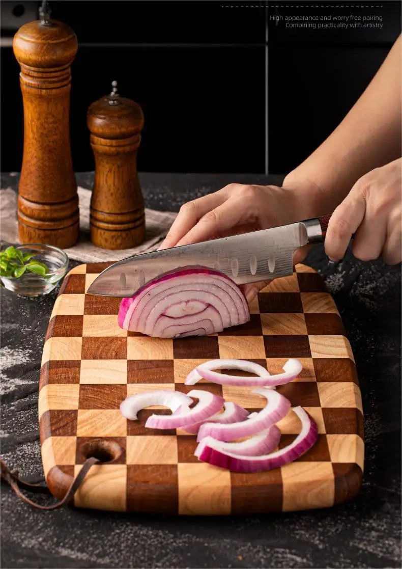 HomeFyZy BoardCraft™ Checkerboard Cutting Board - Stylish Butcher Block