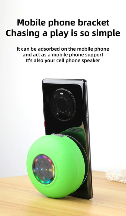 HomeFyZy GlowWave Bluetooth Speaker™ - Portable Waterproof Bluetooth Shower Speaker with Suction Cup and LED Lights 3D