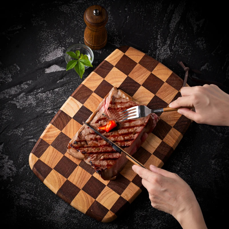 HomeFyZy BoardCraft™ Checkerboard Cutting Board - Stylish Butcher Block