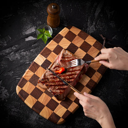 HomeFyZy BoardCraft™ Checkerboard Cutting Board - Stylish Butcher Block