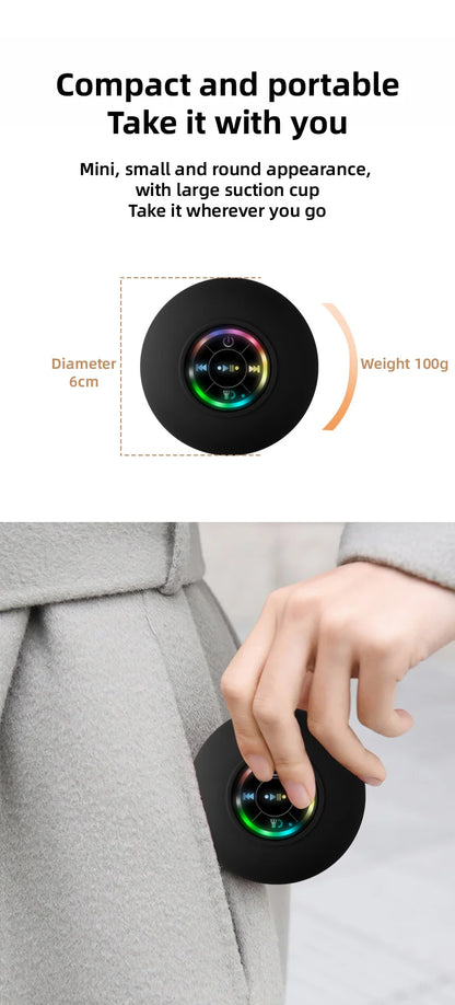 HomeFyZy GlowWave Bluetooth Speaker™ - Portable Waterproof Bluetooth Shower Speaker with Suction Cup and LED Lights 3D