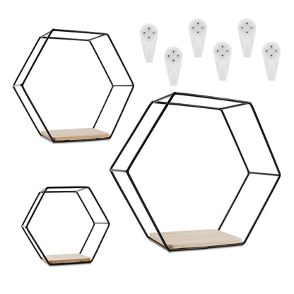 HomeFyZy HexaShelf™ - Hexagon Shape Floating Shelves for Living Room Bedroom Handicraft Display