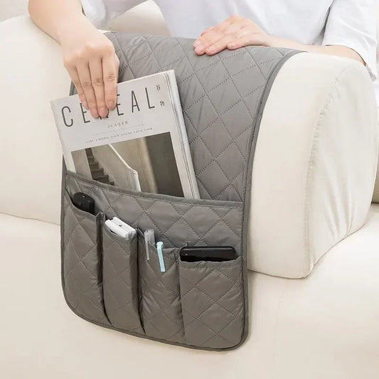 HomeFyZy CouchBox™ - Sofa Armrest Organizer with 5 Pockets and Cup Holder Tray Couch Armchair Hanging Storage Bag