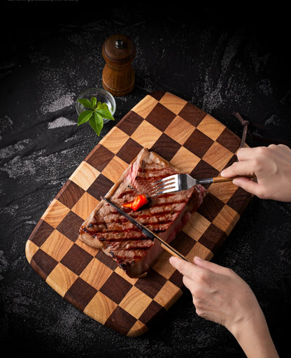 HomeFyZy BoardCraft™ Checkerboard Cutting Board - Stylish Butcher Block