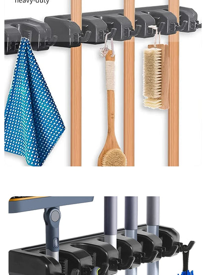 HomeFyZy GripRack™ – Wall-Mounted Mop & Broom Organizer