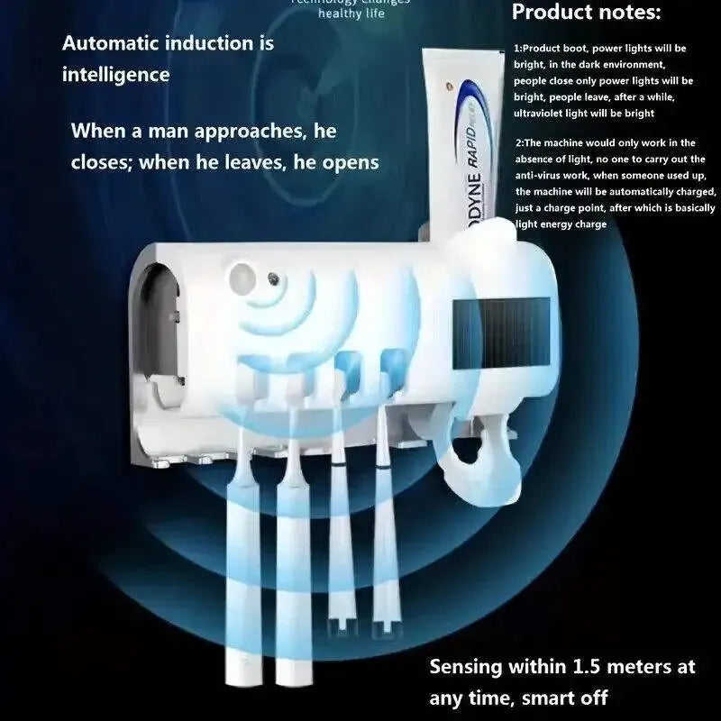 HomeFyZy UVSmart Brush Station™- Toothbrush Holder Wall Mounted Solar UV Light Sterilizer