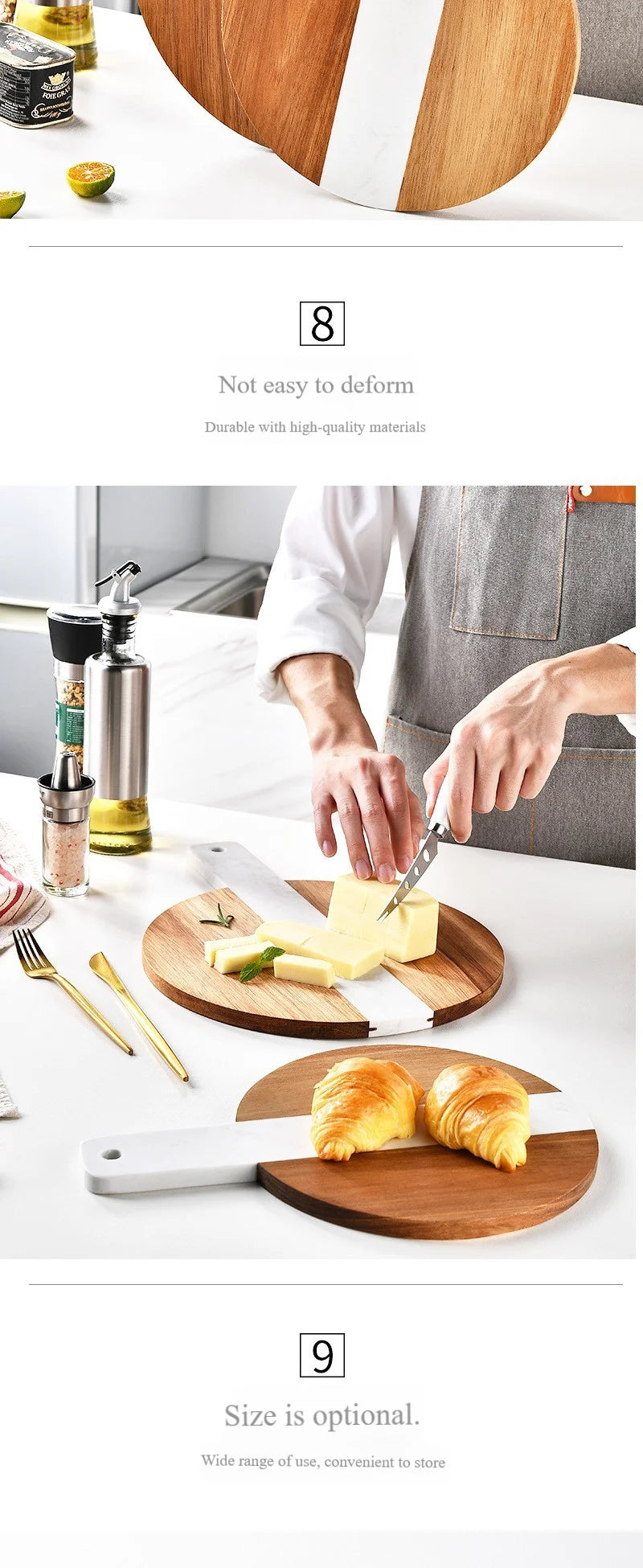 HomeFyZy LuxeBoard™ Chopping Board with Handle - Non-Slip Kitchen Board for Slicing, Dicing & Serving Food