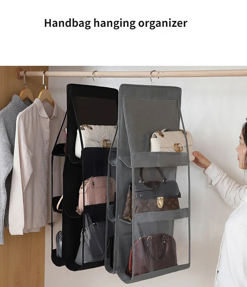 HomeFyZy BagGuard™ – Hanging 8-Pocket Handbag & Purse Organizer