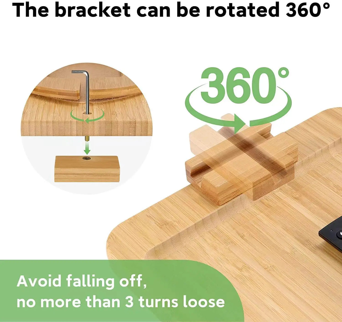 HomeFyZy Bamboo ClipTray™ - Clip On Side Table Couch Arm With Phone Holder