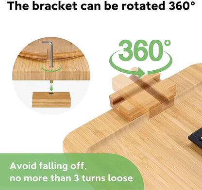 HomeFyZy Bamboo ClipTray™ - Clip On Side Table Couch Arm With Phone Holder