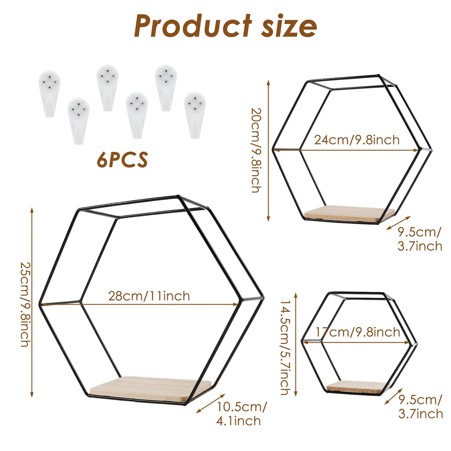 HomeFyZy HexaShelf™ - Hexagon Shape Floating Shelves for Living Room Bedroom Handicraft Display